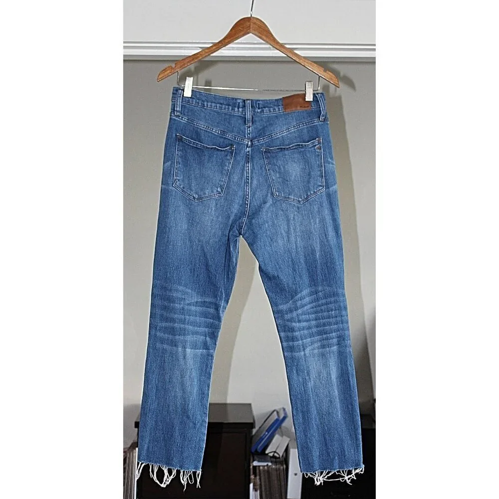 Madewell - High Rise, Slim Crop Boy Jean - Raw Hem Edition in Medium Wash, 27 - Picture 6 of 10